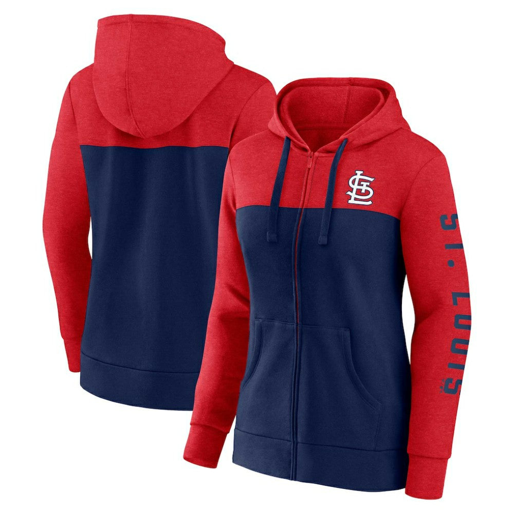 St. Louis Cardinals Women's City Ties Hoodie Full-Zip Sweatshirt - Red/Navy
