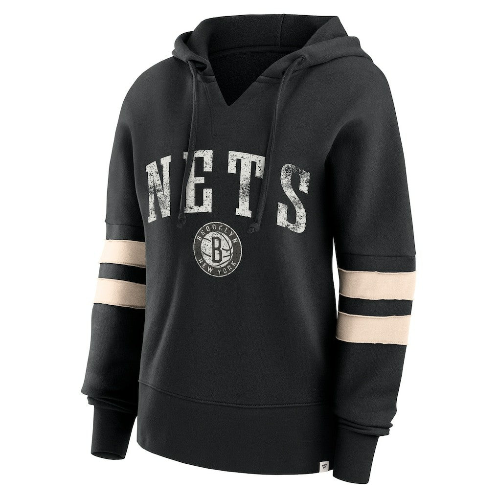Brooklyn Nets Women's Bold Move Dolman V-Neck High Hip Hoodie - Black | Fanatics sale