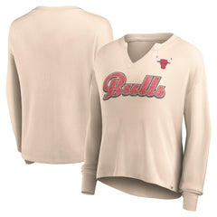 Chicago Bulls Women's Go For It Long Sleeve Notch Neck T-Shirt sale - Tan | Fanatics shop