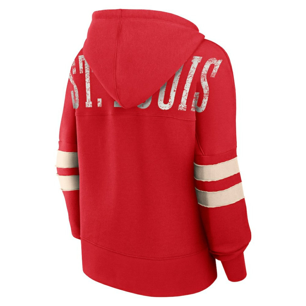 St. Louis Cardinals Women's Bold Move Notch Neck High Hip Hoodie - Red