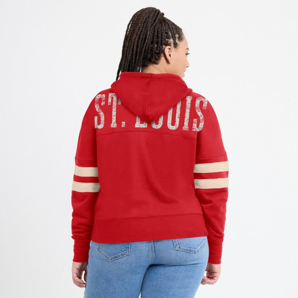 St. Louis Cardinals Women's Bold Move Notch Neck High Hip Hoodie - Red