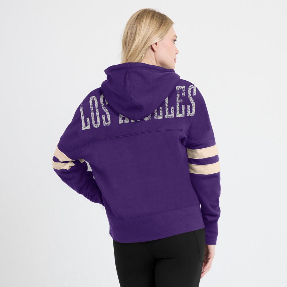 Los Angeles Lakers Women's Bold Move Dolman V-Neck High Hip Hoodie - Purple | Fanatics for sale