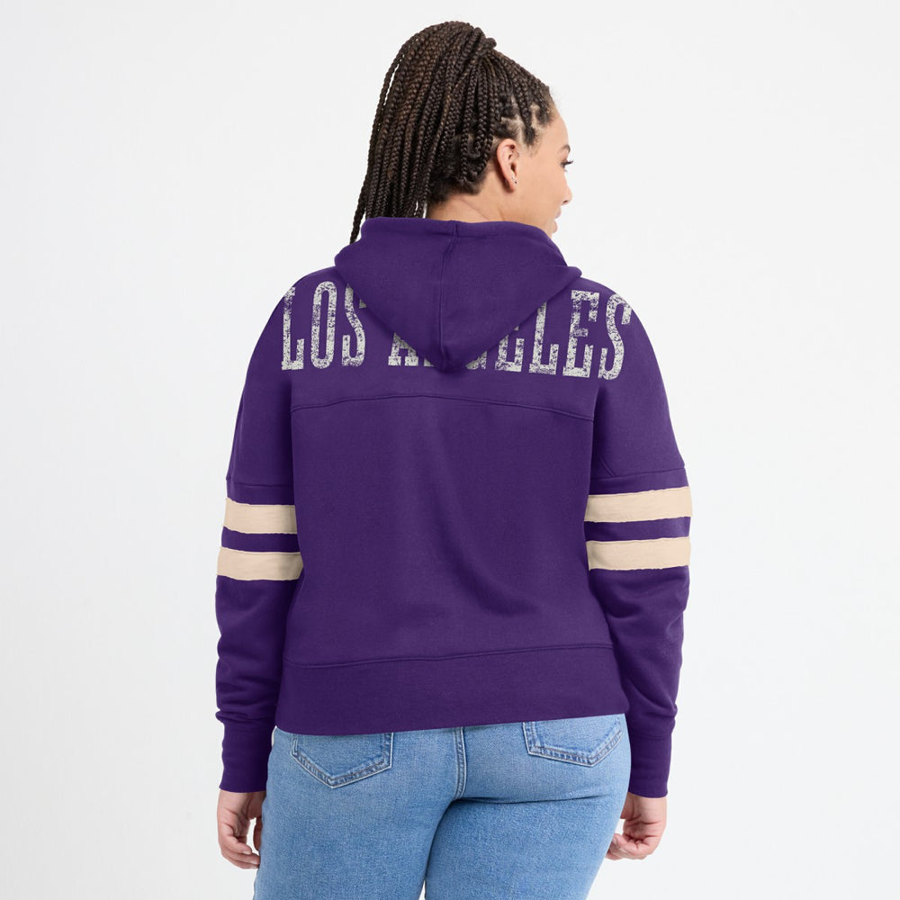 Los Angeles Lakers Women's Bold Move Dolman V-Neck High Hip Hoodie - Purple | Fanatics for sale