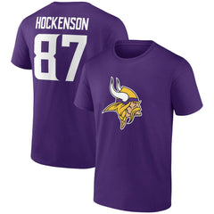 T.J. Hockenson Minnesota Vikings Icon Player Name & Number T-Shirt - Purple on sale