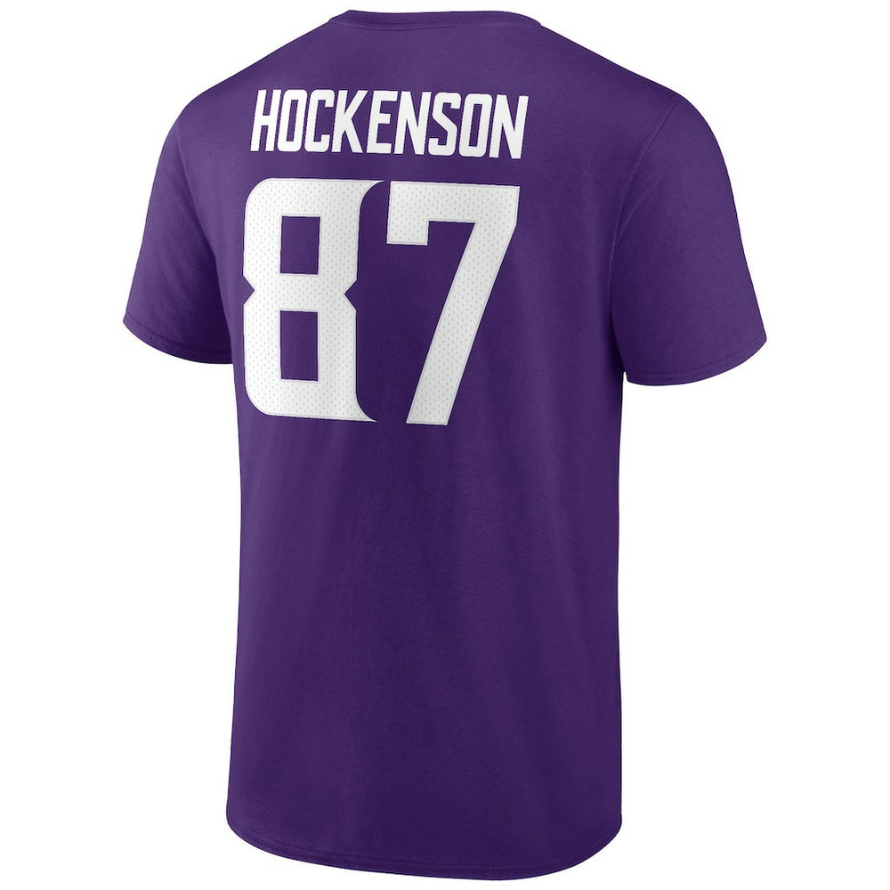 T.J. Hockenson Minnesota Vikings Icon Player Name & Number T-Shirt - Purple on sale