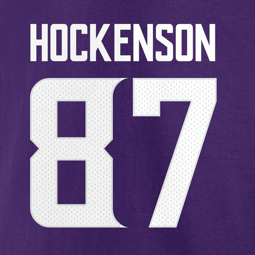 T.J. Hockenson Minnesota Vikings Icon Player Name & Number T-Shirt - Purple on sale