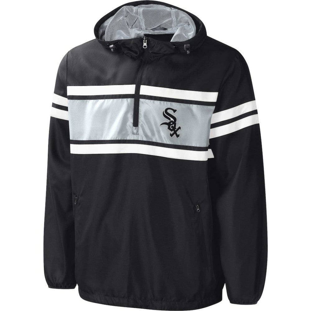 Chicago White Sox G-III Sports by Carl Banks Game Score Quarter-Zip Windbreaker - Black