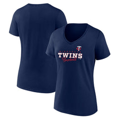 Minnesota Twins Women's Back In Business V-Neck T-Shirt - Navy