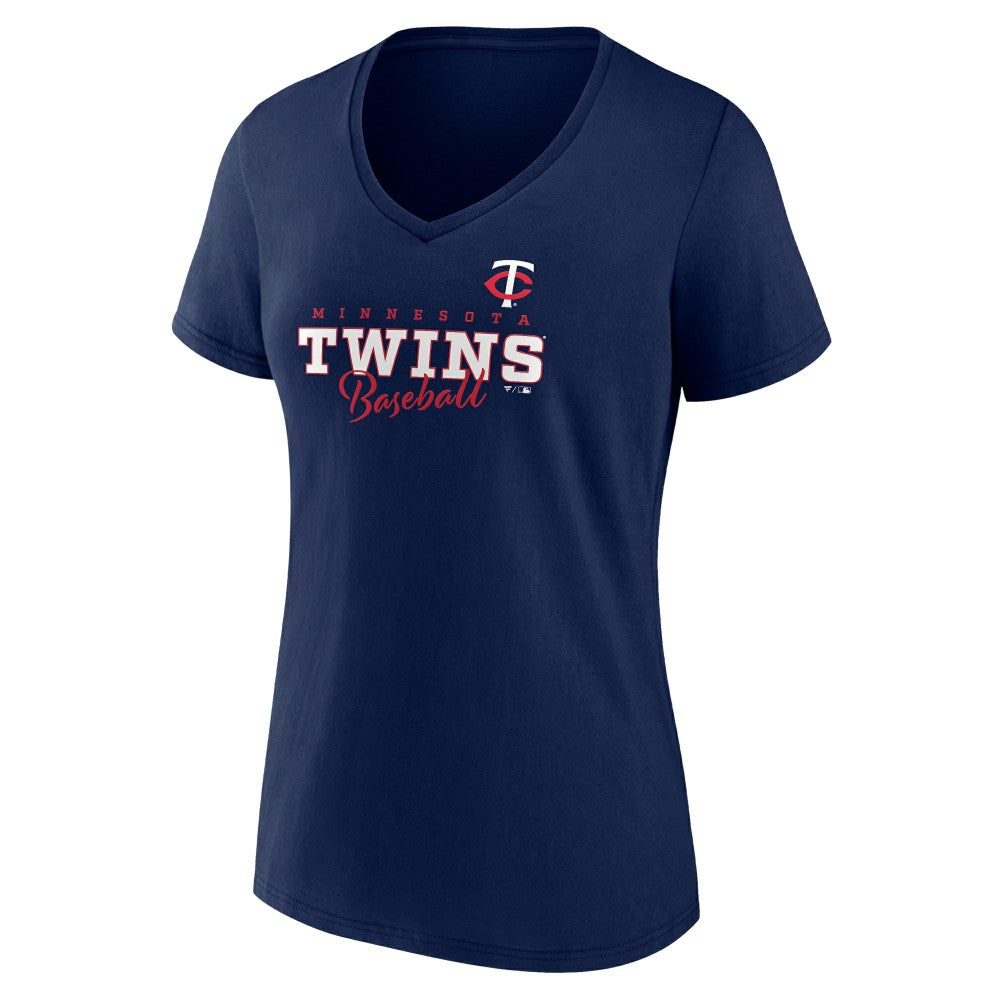 Minnesota Twins Women's Back In Business V-Neck T-Shirt - Navy