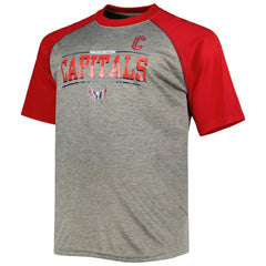 Alexander Ovechkin Washington Capitals Fanatics Big & Tall Captain Patch Contrast Raglan Name & Number T-Shirt Heather Gray/Red