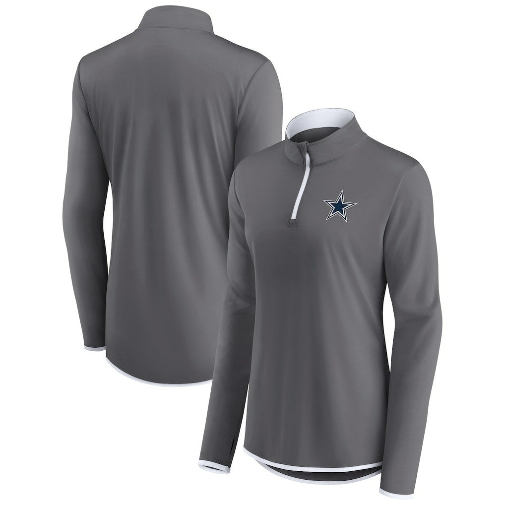 Dallas Cowboys Women's Corner Long Sleeve 1/4 Zip Top - Gray for sale