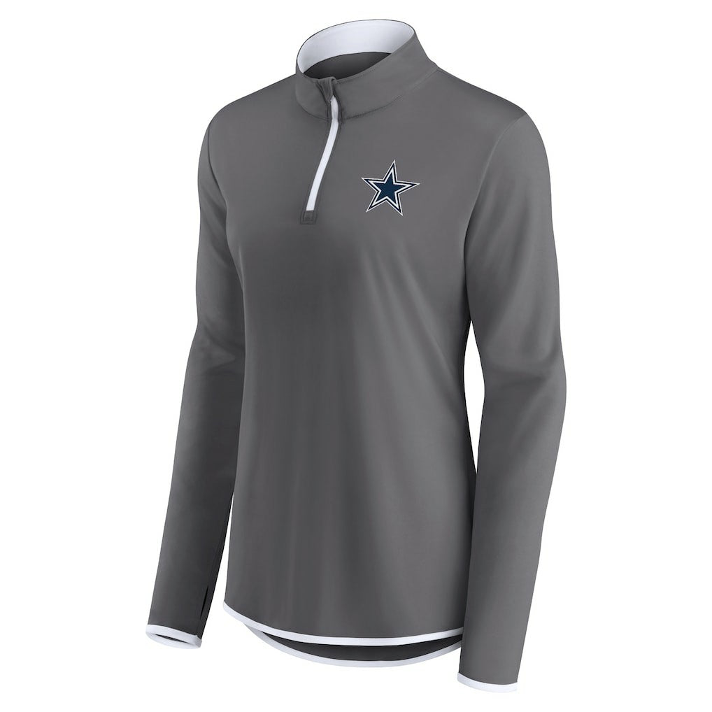 Dallas Cowboys Women's Corner Long Sleeve 1/4 Zip Top - Gray for sale