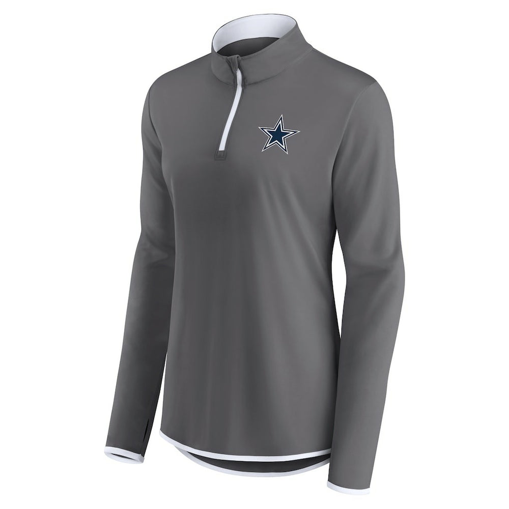 Dallas Cowboys Women's Corner Long Sleeve 1/4 Zip Top - Gray for sale