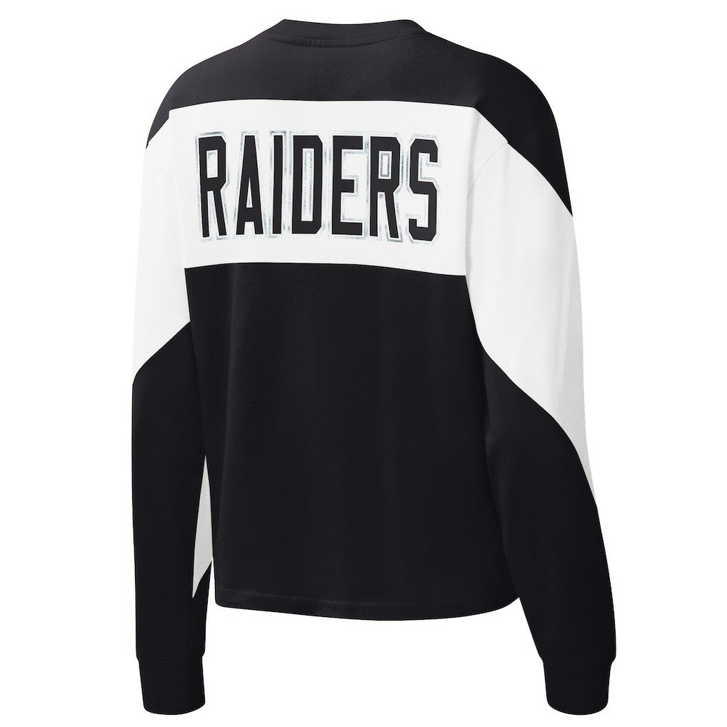 Las Vegas Raiders Starter Women's Insight Crop Tri-Blend Long Sleeve T-Shirt - Black for sale