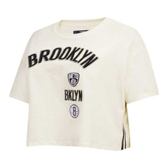 Brooklyn Nets Pro Standard Women's Retro Classic Cropped Boxy T-Shirt - Cream on sale