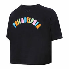 Philadelphia 76ers Pro Standard Women's Washed Neon Cropped Boxy T-Shirt - Black on sale