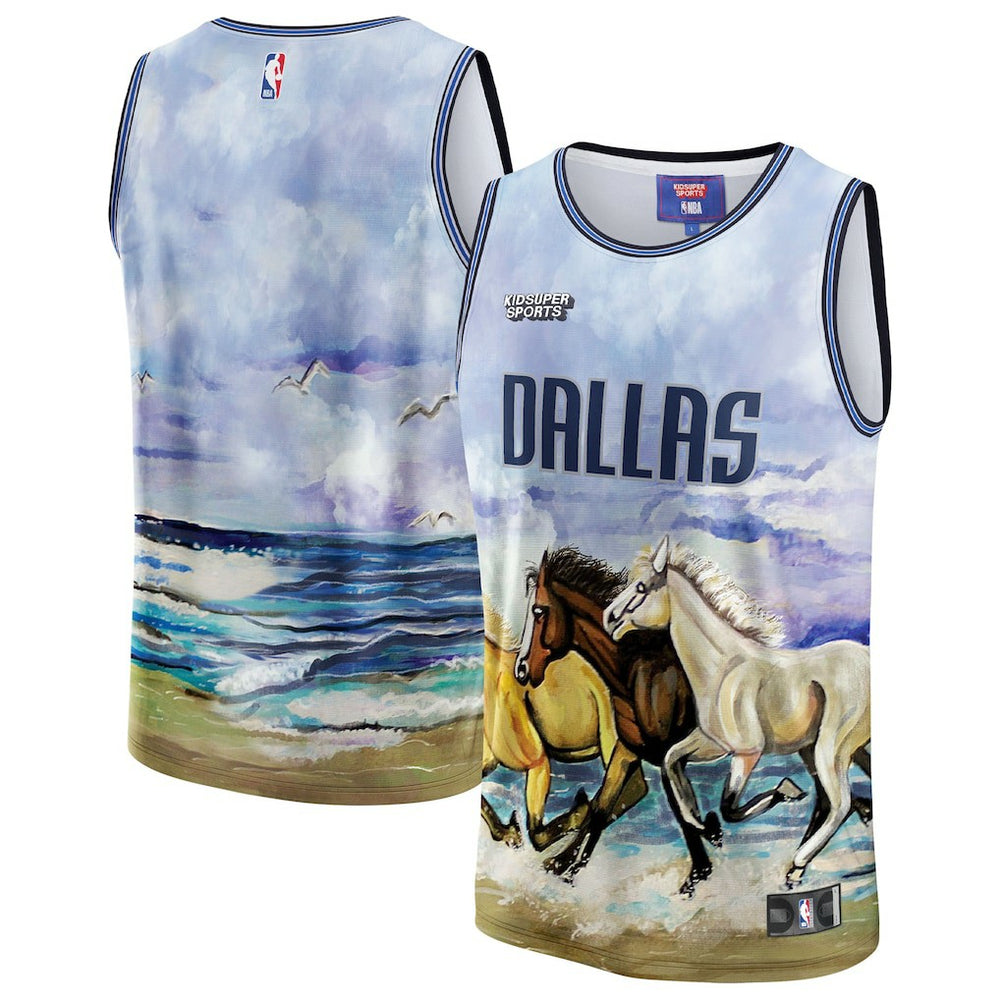 Dallas Mavericks NBA & KidSuper Studios Unisex Hometown Jersey sale - Blue | Fanatics for sale