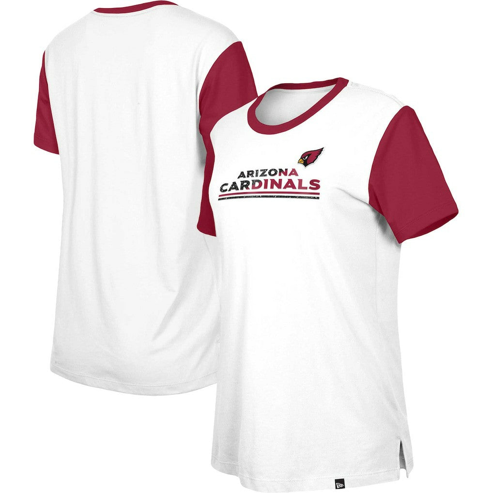 Arizona Cardinals New Era Women's Third Down Colorblock T-Shirt - White/Cardinal cheap