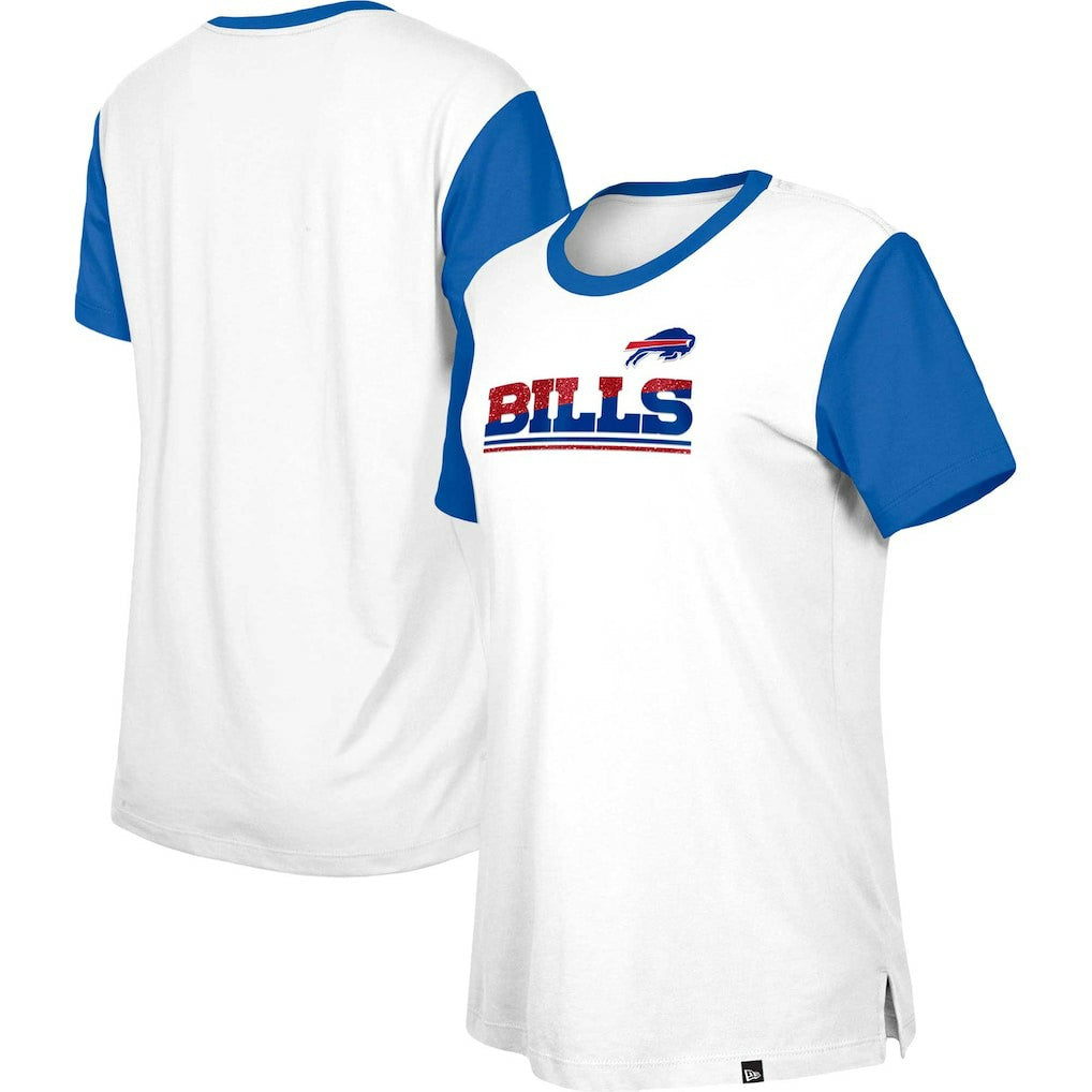 Buffalo Bills New Era Women's Third Down Colorblock T-Shirt - White/Royal on sale