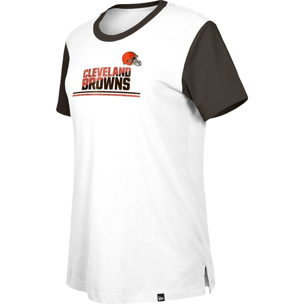 Cleveland Browns New Era Women's Third Down Colorblock T-Shirt - White/Brown outlet