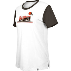 Cleveland Browns New Era Women's Third Down Colorblock T-Shirt - White/Brown outlet