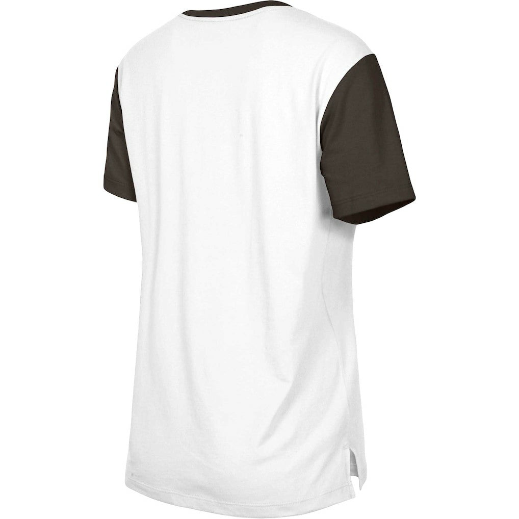 Cleveland Browns New Era Women's Third Down Colorblock T-Shirt - White/Brown outlet