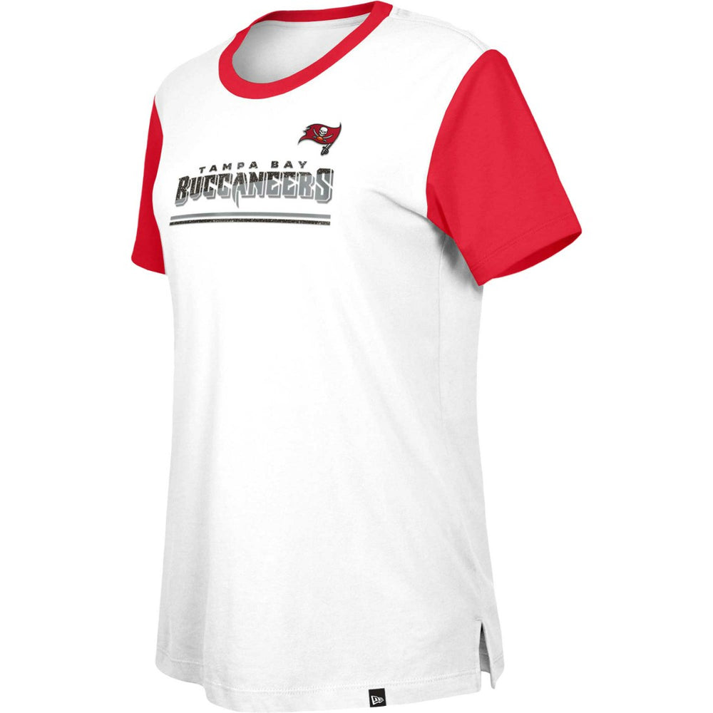 Tampa Bay Buccaneers New Era Women's Third Down Colorblock T-Shirt - White/Red cheap
