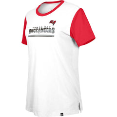 Tampa Bay Buccaneers New Era Women's Third Down Colorblock T-Shirt - White/Red cheap