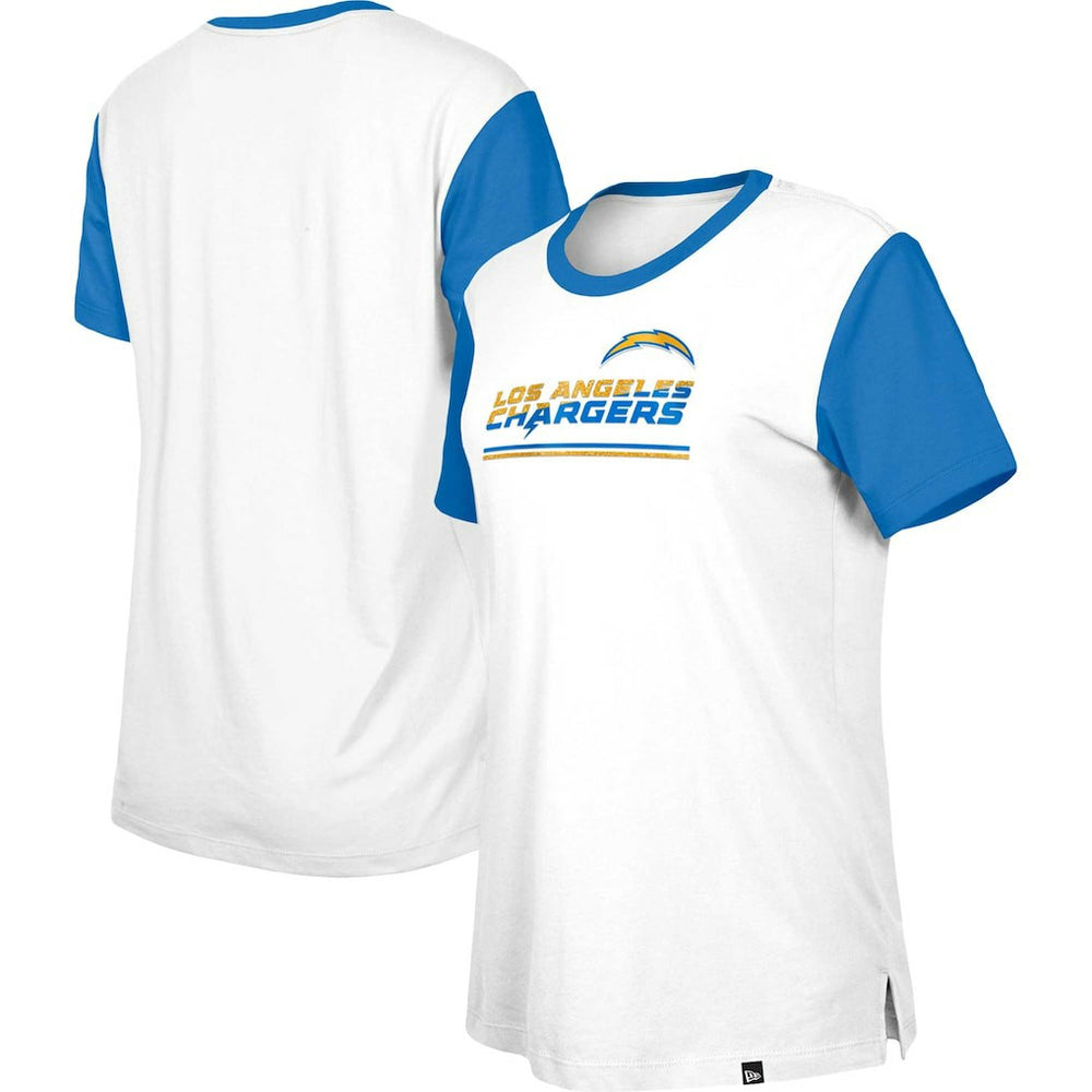 Los Angeles Chargers New Era Women's Third Down Colorblock T-Shirt - White/Blue online