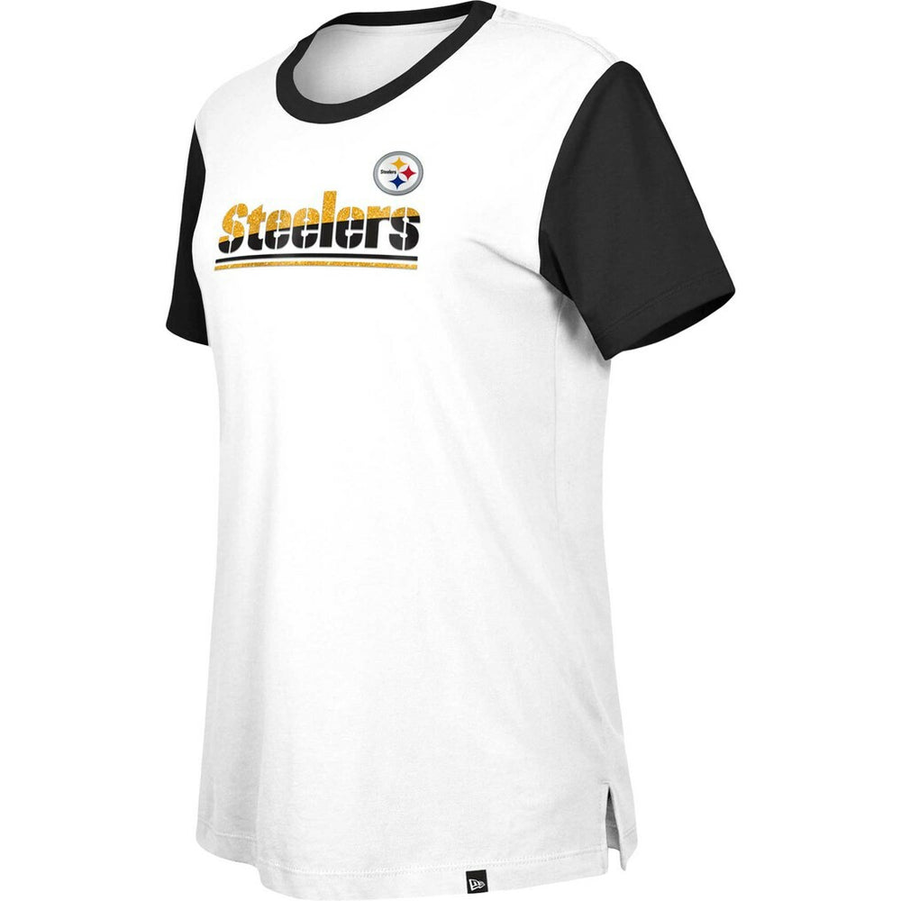 Pittsburgh Steelers New Era Women's Third Down Colorblock T-Shirt - White/Black on sale