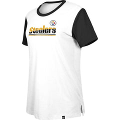 Pittsburgh Steelers New Era Women's Third Down Colorblock T-Shirt - White/Black on sale