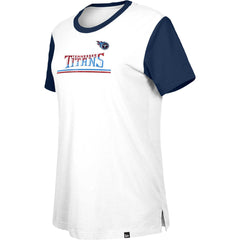 Tennessee Titans New Era Women's Third Down Colorblock T-Shirt - White/Navy on sale