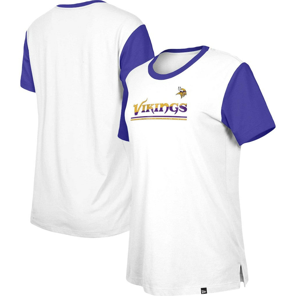Minnesota Vikings New Era Women's Third Down Colorblock T-Shirt - White/Purple outlet
