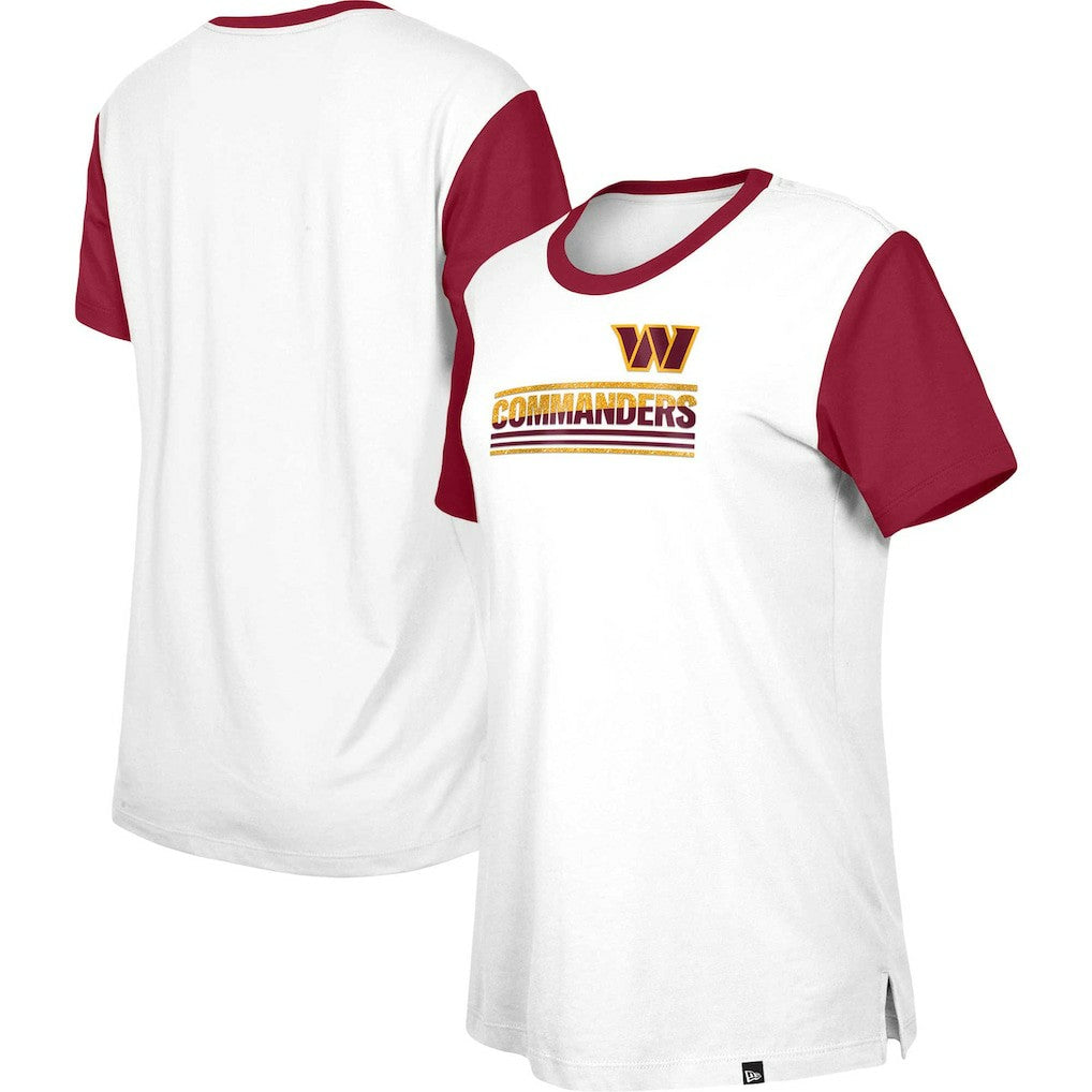 Washington Commanders New Era Women's Third Down Colorblock T-Shirt - White/Burgundy outlet