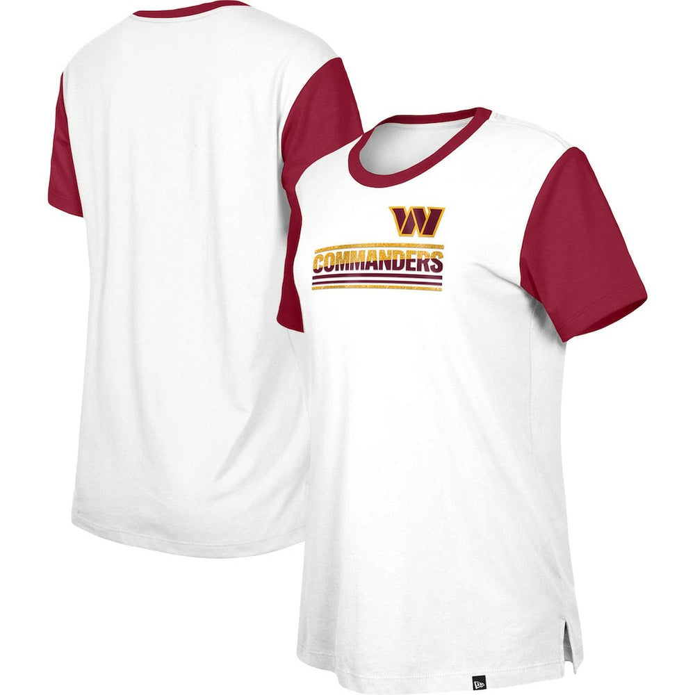 Washington Commanders New Era Women's Third Down Colorblock T-Shirt - White/Burgundy outlet