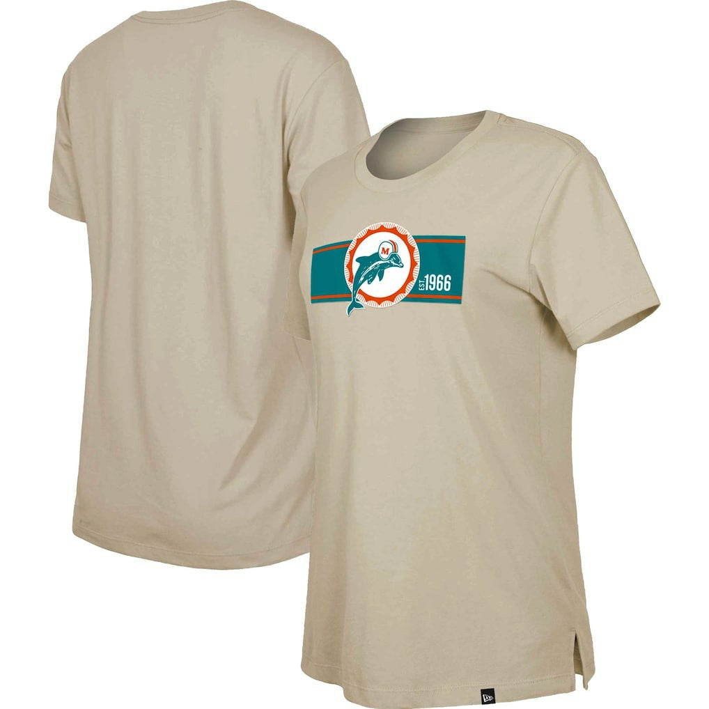 Miami Dolphins New Era Women's Third Down Historic T-Shirt - Tan discount