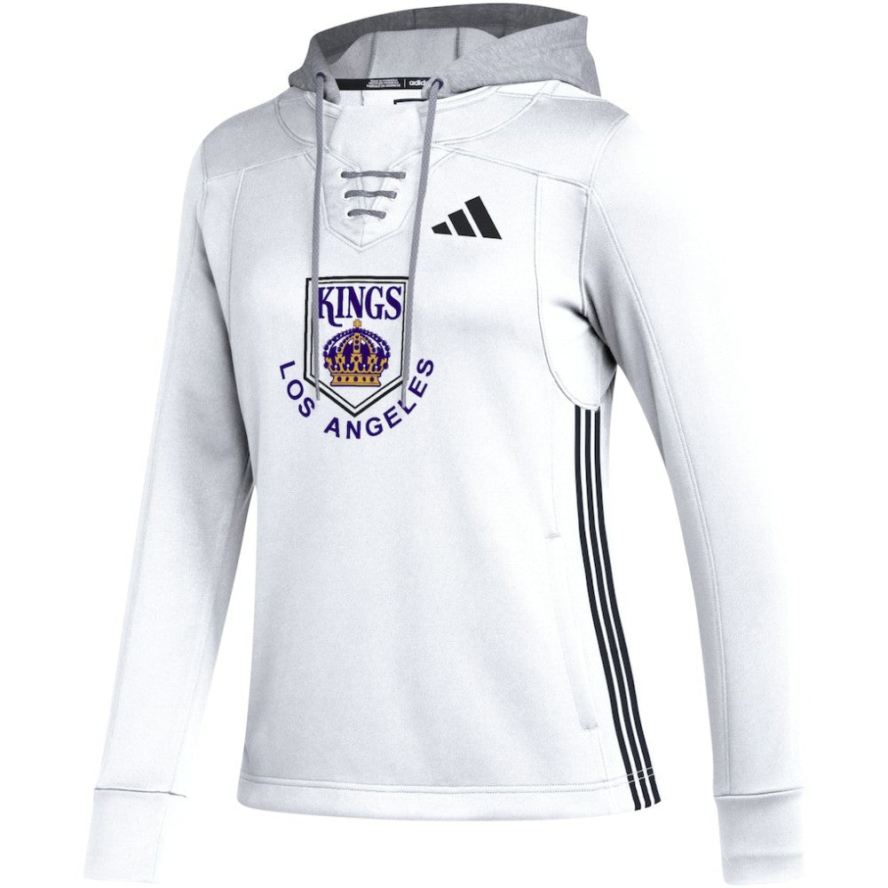 Los Angeles Kings adidas Women's Refresh Skate Lace AEROREADY Pullover Hoodie White
