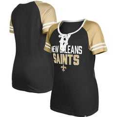 New Orleans Saints New Era Women's Raglan Lace-Up T-Shirt - Black online