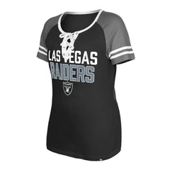 Las Vegas Raiders New Era Women's Raglan Lace-Up T-Shirt - Black on sale