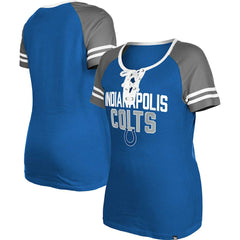 Indianapolis Colts New Era Women's Raglan Lace-Up T-Shirt - Royal sale