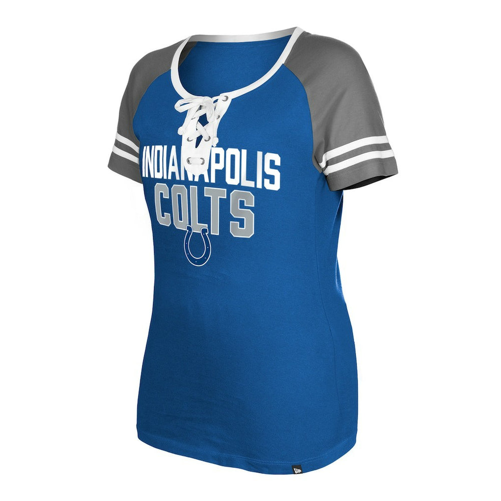 Indianapolis Colts New Era Women's Raglan Lace-Up T-Shirt - Royal sale