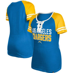 Los Angeles Chargers New Era Women's Raglan Lace-Up T-Shirt - Powder Blue cheap