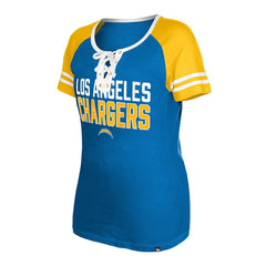 Los Angeles Chargers New Era Women's Raglan Lace-Up T-Shirt - Powder Blue cheap
