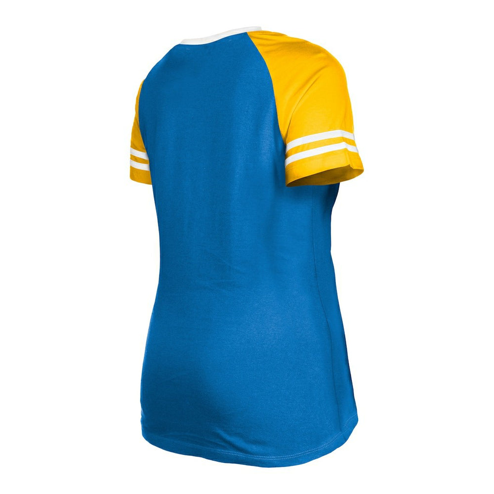 Los Angeles Chargers New Era Women's Raglan Lace-Up T-Shirt - Powder Blue cheap