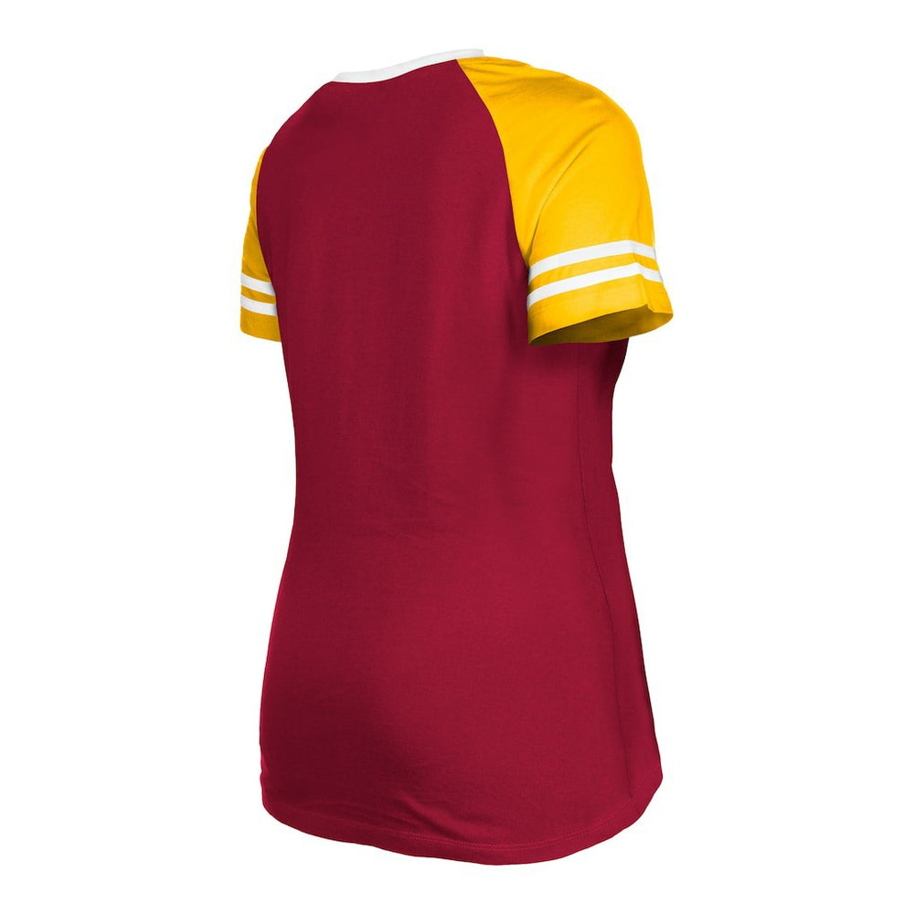 Washington Commanders New Era Women's Raglan Lace-Up T-Shirt - Burgundy outlet