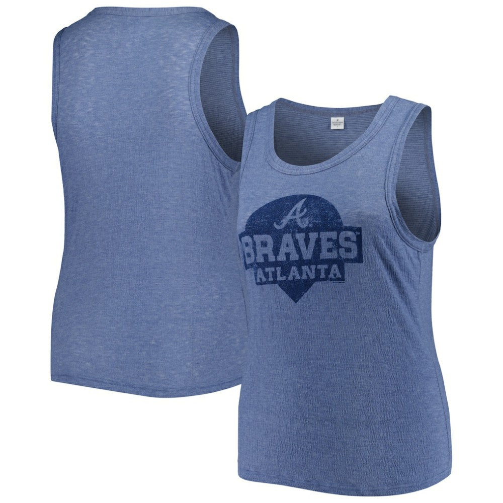 Atlanta Braves Soft as a Grape Women's Plus Size High Neck Tri-Blend Tank Top - Navy
