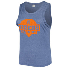 Detroit Tigers Soft as a Grape Women's Plus Size High Neck Tri-Blend Tank Top - Navy