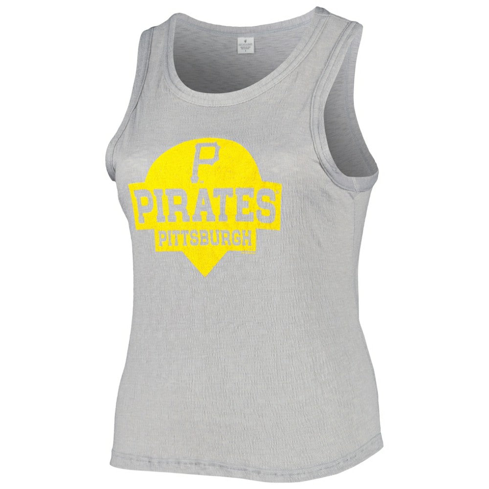 Pittsburgh Pirates Soft as a Grape Women's Plus Size High Neck Tri-Blend Tank Top - Gray