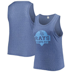 Tampa Bay Rays Soft as a Grape Women's Plus Size High Neck Tri-Blend Tank Top - Navy