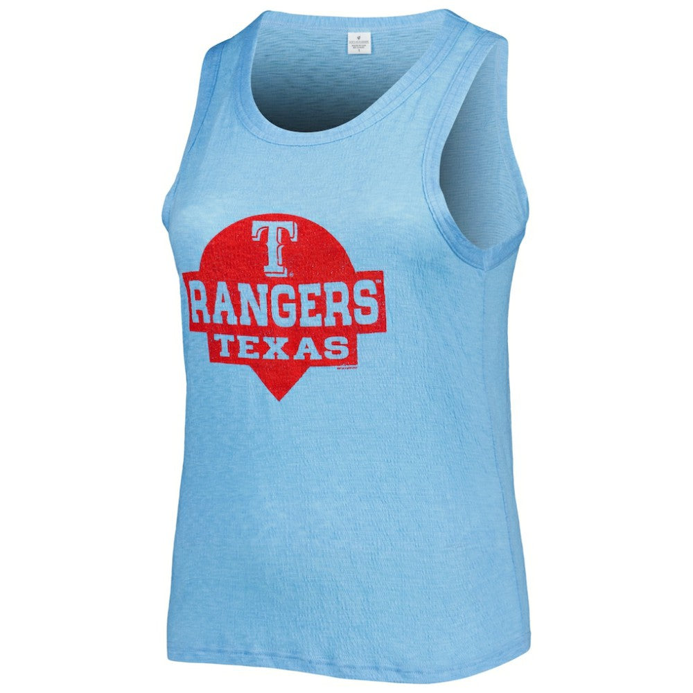 Texas Rangers Soft as a Grape Women's Plus Size High Neck Tri-Blend Tank Top - Royal